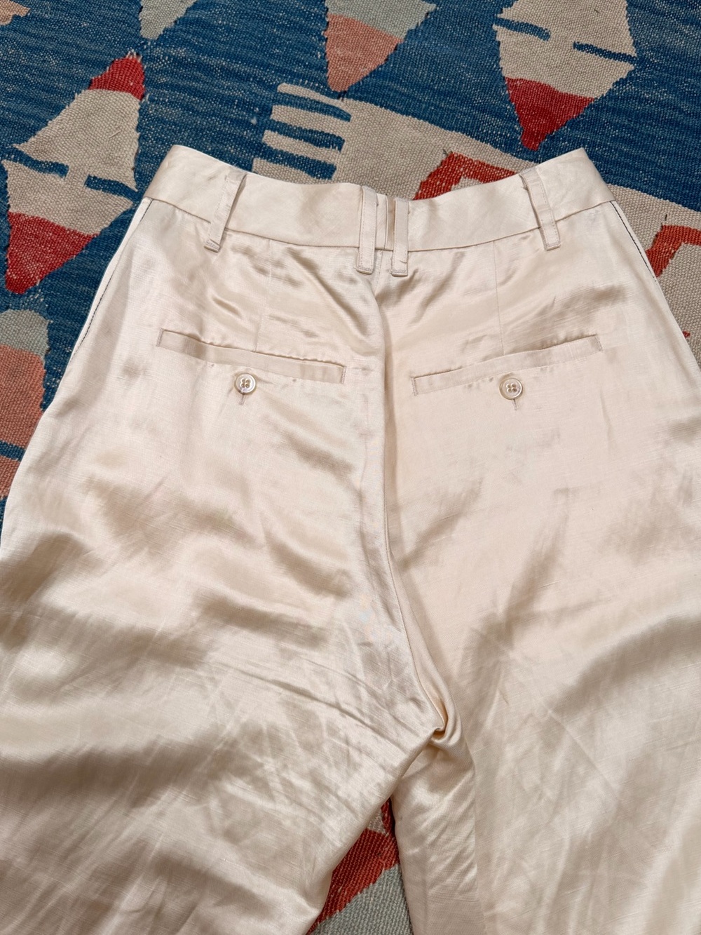 Lee Mathews Lamberts Pant in Ivory Satin Linen Blend Size 1 AU - Picture 6 of 12